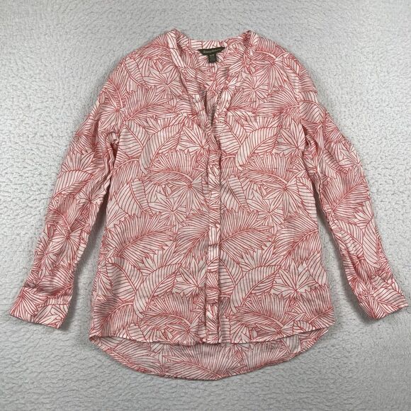 Tommy Bahama Shirt Womens Medium White Red Linen Preppy Resort Beach Career Work - Picture 1 of 11